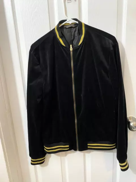 ZARA MAN Velvet Black & Gold Jacket For Men. Size: Medium.