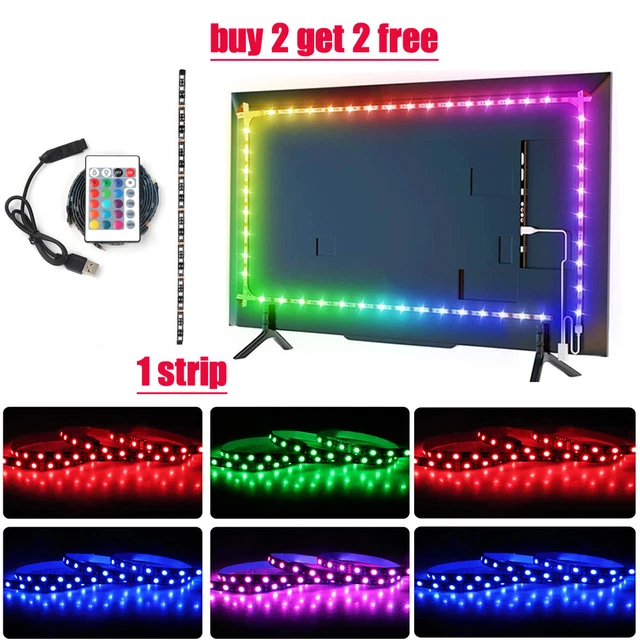 TV BACKLIGHT LED Strip Lights USB RGB 5050 Lighting Strips + Remote ...