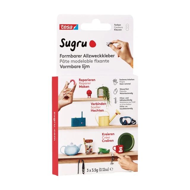 3x pegamento multiusos moldeable Sugru by tesa® blanco, 41236