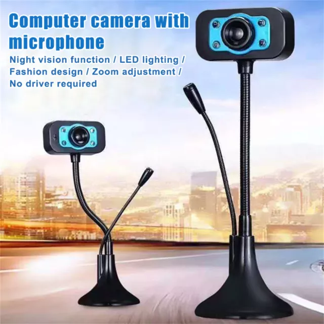 Webcam with Stereo Microphones Rotatable USB Webcam for Video Calling Desktop