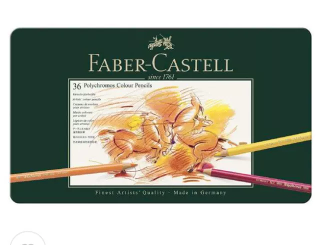 36 Colours Faber Castell Polychromos Pencils Tin Set Drawing Colouring Coloured