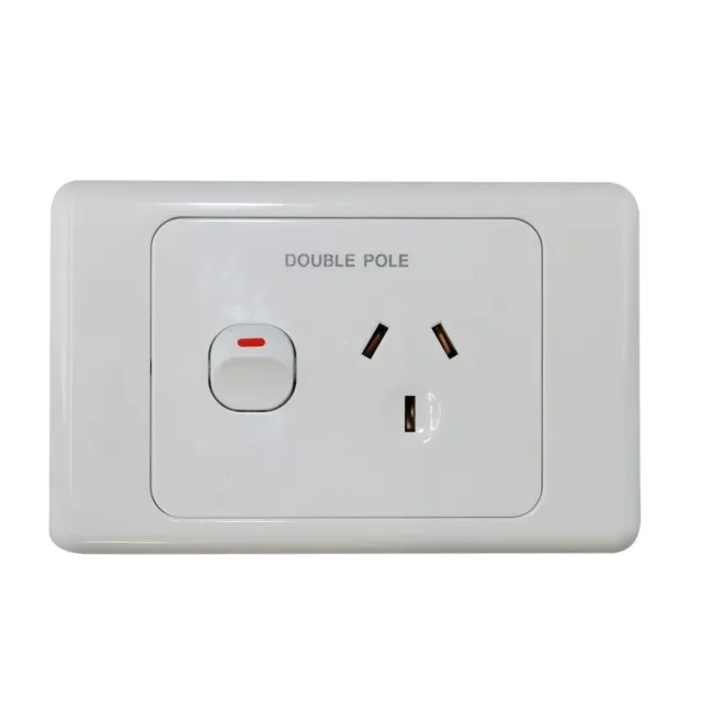 10 x Single 10AMP Power Point GPO - DOUBLE POLE - White Electrical - SAA