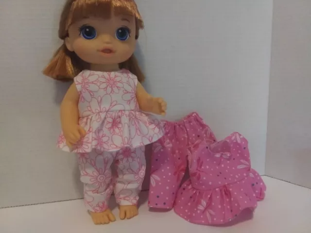 Doll Clothes made to fit 12"  Baby Alive Doll - 2  sets-Pants & Tops-  A15