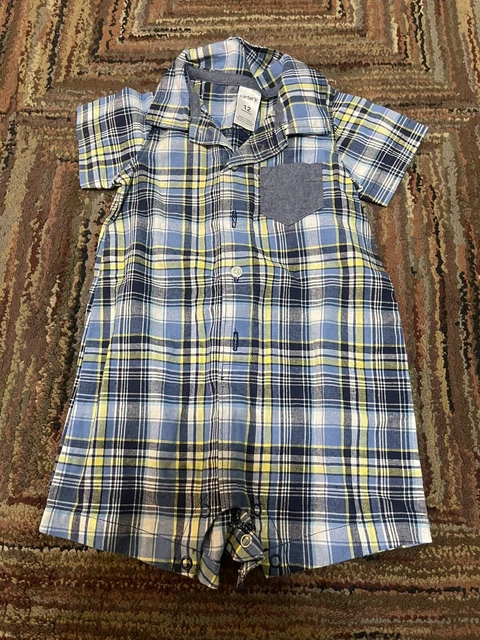 Infant Baby Boys 12 Months Carter's Blue White Plaid Outfit