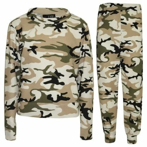 Ragazze Lounge Abito Bambini Camouflage Tuta da Ginnastica Top Fondo Riposo Età