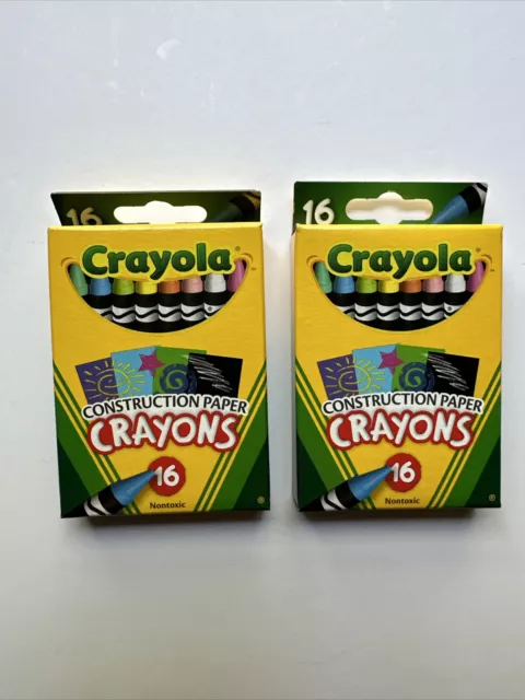 Crayola Construction Paper Crayons, Assorted Colors, Set of 16, Lot Of 2 Boxes