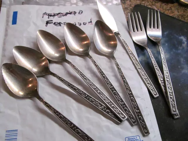 *West Bend Stainless FLatware Replacement 9 Pc Set FERNWOOD/ Miracle Maid VTG