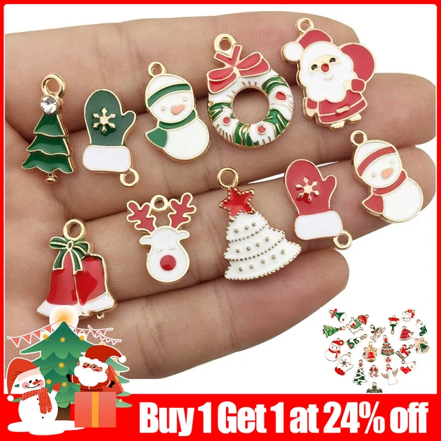 20/38PCS Christmas Enamel Charms Pendants Jewellery Earrings Making Bracelets