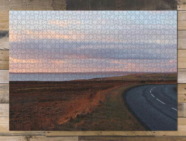 1000 piece puzzle for adults: Scotland Road Landscape Sunset