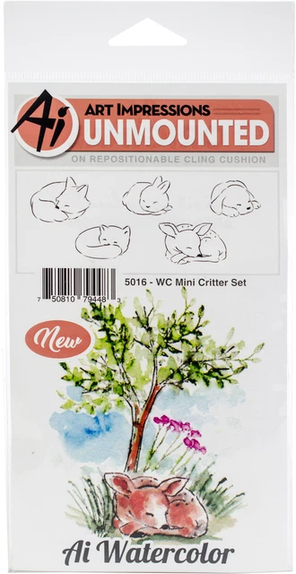Art Impressions Watercolor Cling Rubber Stamps -Mini Critter Set WC5016