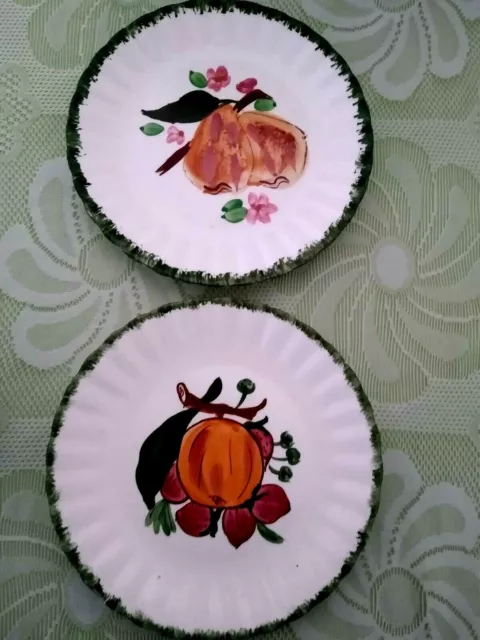 Vintage Blue Ridge Pottery Country Fair Plates 8.5" Peach Pear Strawberries