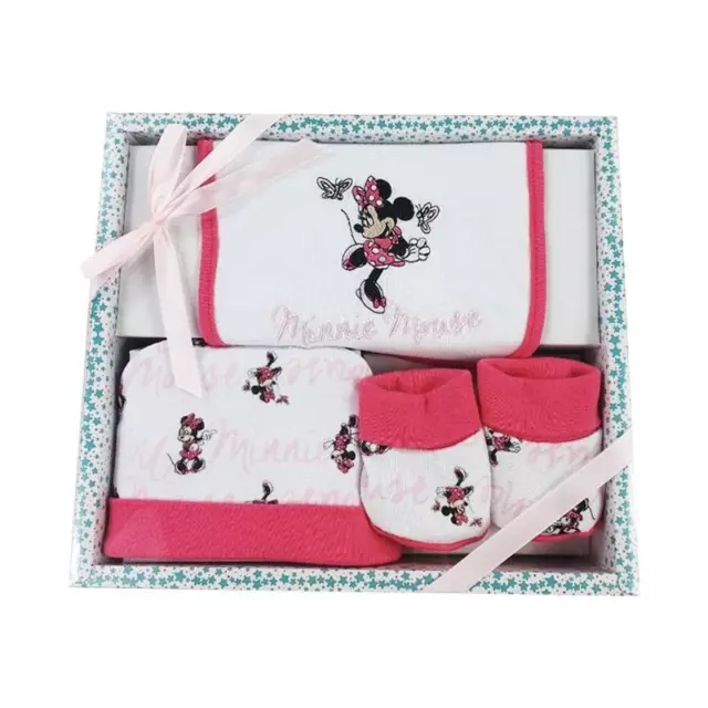 Minnie Disney set 3 pezzi regalo bimba neonata cappello bavaglino babbucce