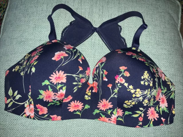 CACIQUE LANE BRYANT Floral Wirefree Racerback Lightly Lined T-Shirt Bra  34Dd Nwt $29.99 - PicClick