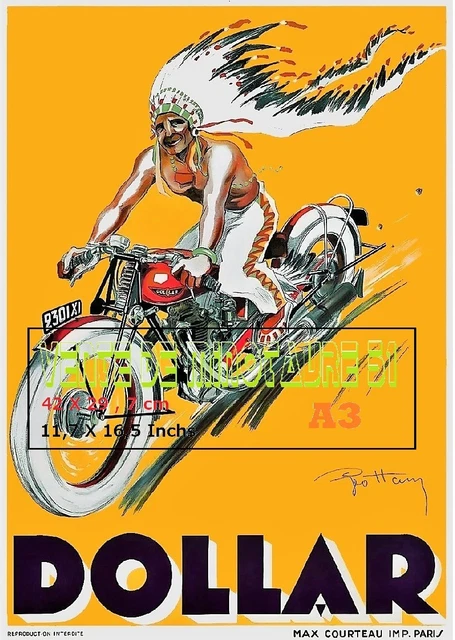 Original Vintage Alcyon Cycles Motos Poster by Favre Tour de France c1930