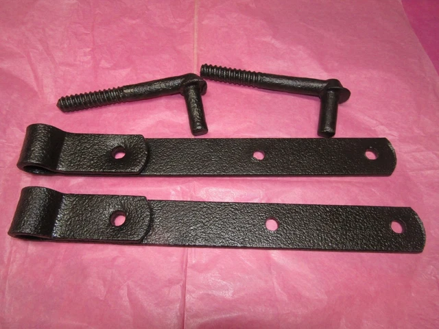 Antique Farm Gate or Barn Door Strap Hinges With Screw Bolt Holders