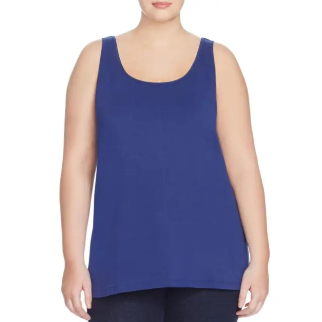 Nic + Zoe Plus Abyss Blue Stretch Cotton Knit Perfect Scoop Neck Tank Top - 2X