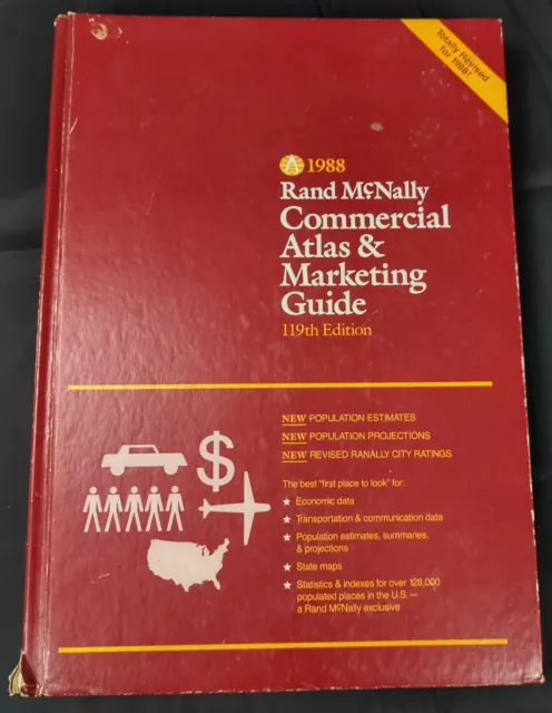 Rand McNally Commercial Atlas Marketing Guide 119th Edition 1988 Extra Large HC