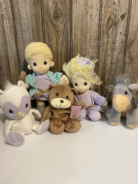 Precious Moments Tender Tails Plush Nativity Lot Of 5 Donkey Owl Bear