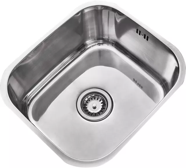 Stainless Steel Inset Round Kitchen Sink Single Bowl Reversible Drainer + Waste