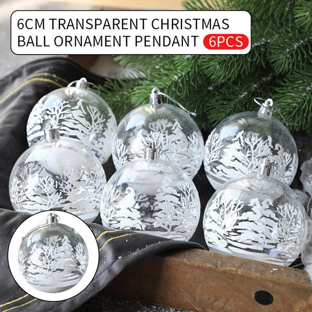 6X Christmas Baubles Snow Ball Hanging Ornaments Xmas Tree Home Decors,6cm