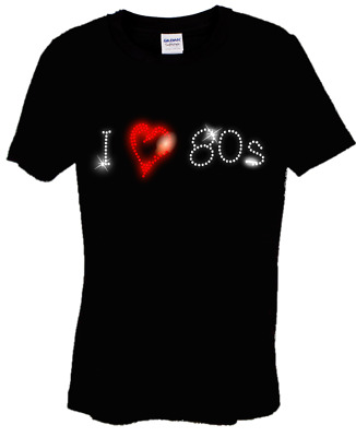 I Love Anni Ottanta 80s Bambini T Shirt Cristallo Strass Danza Design Any Misura