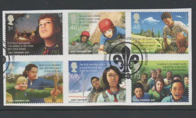 GB 2007 Europa Centenary of Scouting fine used set stamps on Piece