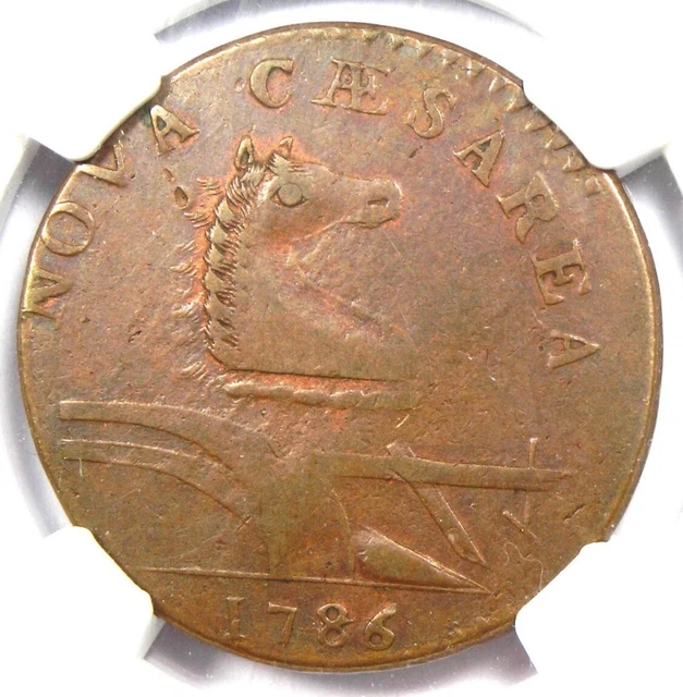 1786 New Jersey Colonial Coin (Beam Straight Variety) Certified NGC AU53 - Rare!
