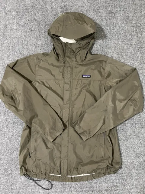 Patagonia Torrentshell Jacket H2N0 Mens Medium Olive Green Full Zip Hooded Rain