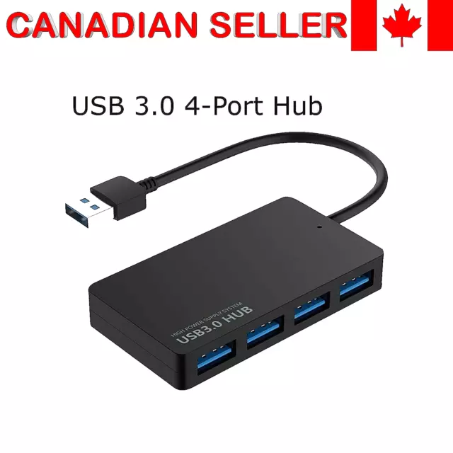 HIGH SPEED 4 PORT 3.0 USB HUB MULTI SPLITTER EXPANSION DESKTOP PC LAPTOP 1x