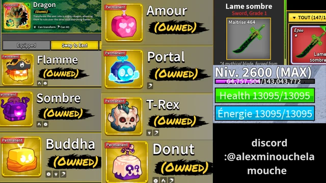 COMPTE-ROBLOX , BLOX-FRUIT , tout an détaille dans la description