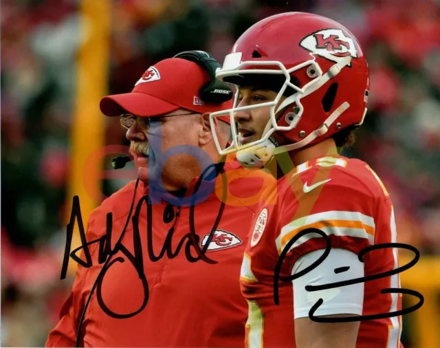 ANDY REID & PATRICK MAHOMES KANSAS CITY CHIEFS SIGNED 8X10 PHOTO reprint