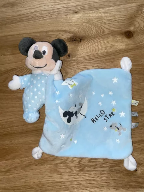 Doudou bébé Mickey bleu étoiles mouchoir Hello Star DISNEY BABY NICOTOY SIMBA