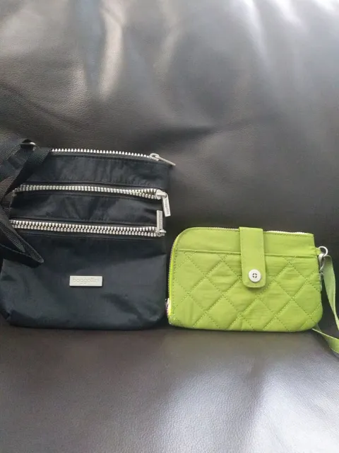 Baggalini Small Zippered Bag in Black and Wallet in Olive Green