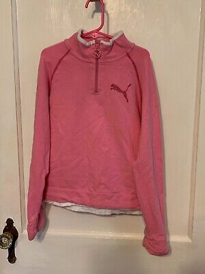 Girls Size L Puma Pullover Sweatshirt  1/4 zip  Pink  EUC  C57