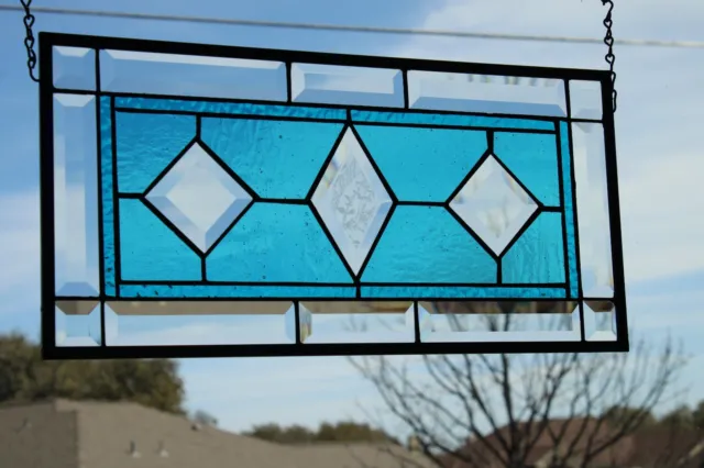 Beveled Stained Glass Panel, Window HMD-US-≈ 19 1/2" x 9 1/2"