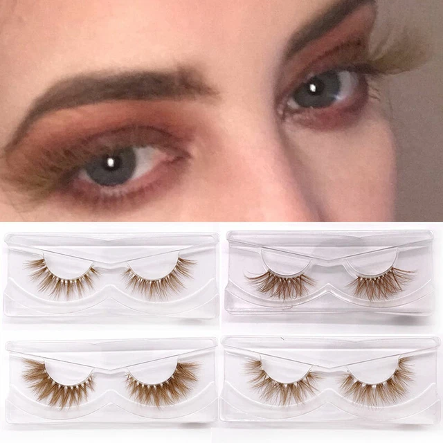 Cosplay Brown Ciglia Artificiali Fatte A Mano Naturalmente Lunghe Falso Trucco Z