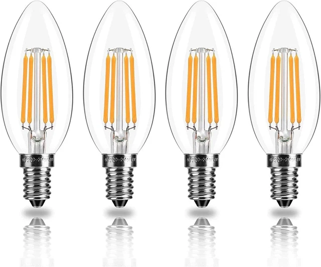 Topleder E14 LED Candle Bulbs, C35 Dimmable Warm White 4 Count (Pack of 1)