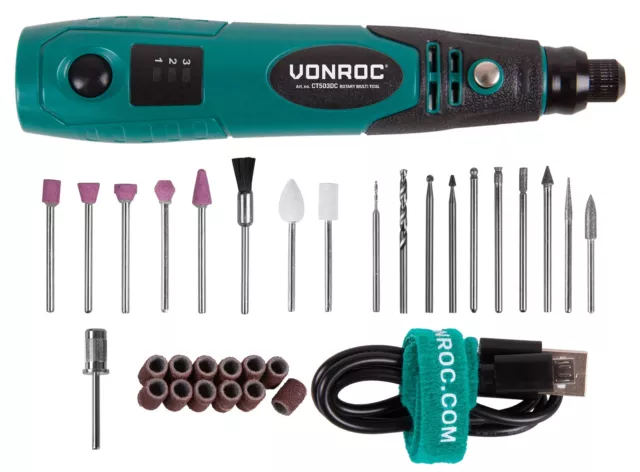 VONROC VONROC Outil multifonction rotatif 4V - graver, poncer, polir, fraiser...