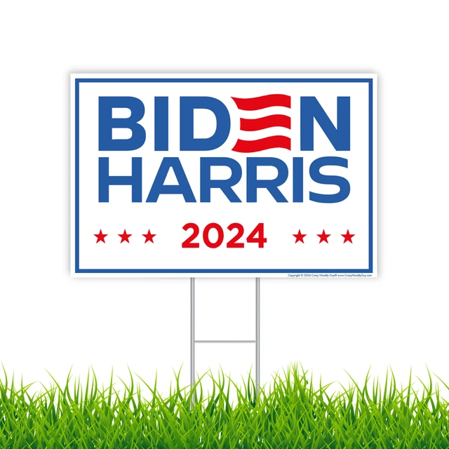 JOE BIDEN KAMALA Harris 2024 Yard Sign, New Logo, 18" x 12", Free Metal