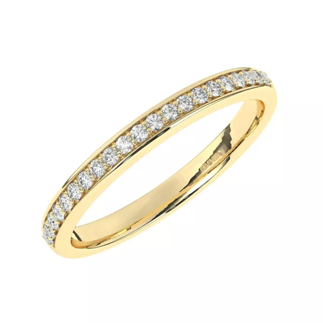 18K Yellow Gold, 0.20 CT 100% Natural Round Cut Diamond Half Eternity Ring