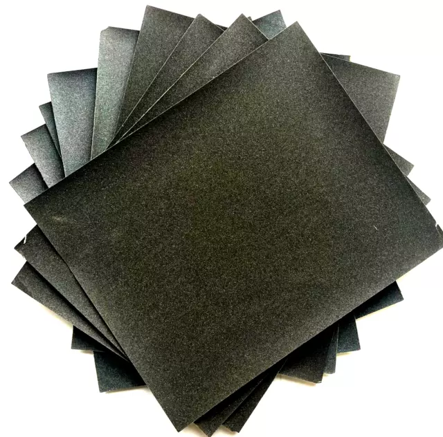 9 x 11 x 220 GRIT SILICONE CARBIDE WET OR DRY SANDPAPER SHEETS - 10 SHEETS