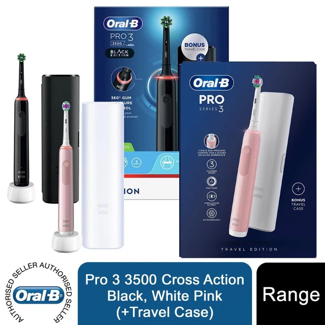 ORALB PRO 3 Electric Toothbrush with Smart Pressure Sensor 3500, Black