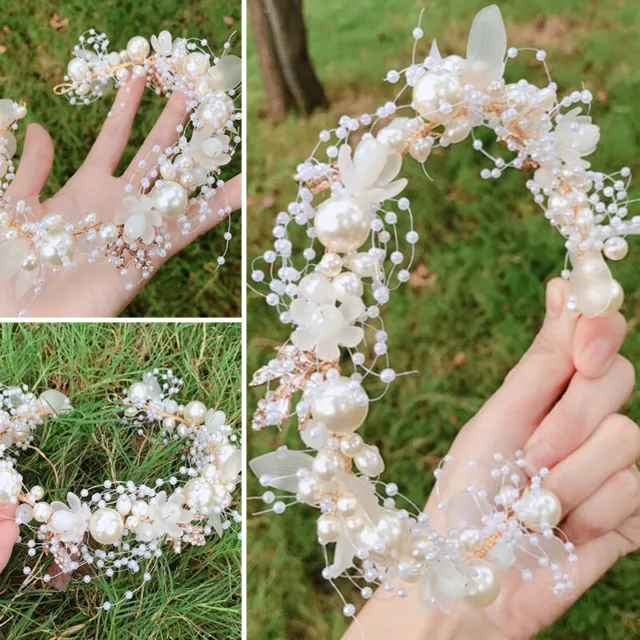 Wedding Bridal Pearls Hair Clip Flower Crystal Rhinestones Hairband Jewelry Gift