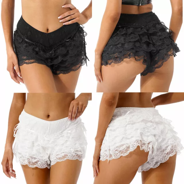 WOMENS LAYERED LACE Frilly Knickers Hot Shorts Ruffle Bloomers