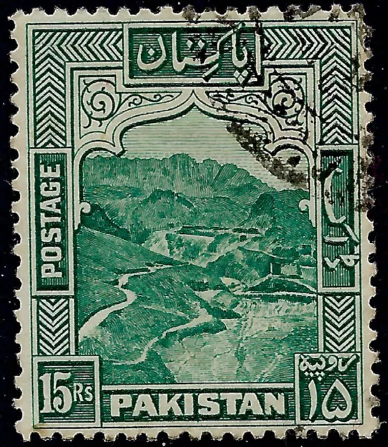 Pakistan 1948 15r sg 42 used Kyber Pass perf 12