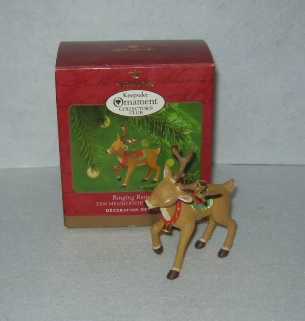 Hallmark Ornament  - Ringing Reindeer - 2000 Membership Ornament