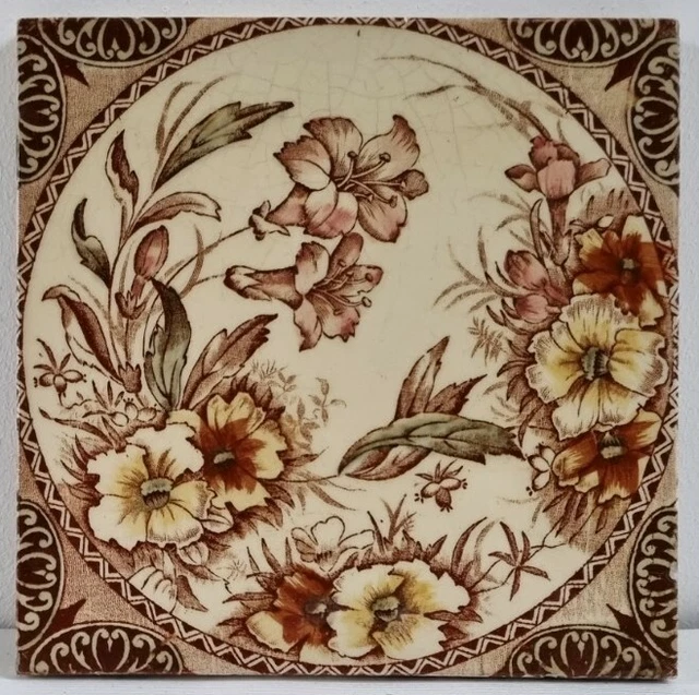 Delightful Reclaimed Antique Printed Fireplace Tile Henry Richards