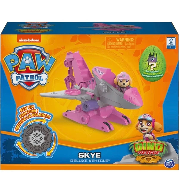 PAW PATROL SKYE Deluxe Jet Dino Rescue Rev Up Vehicle Nickelodeon Toy