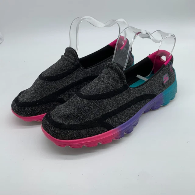 Skechers Go Walk 2 scarpe da ginnastica UK 3 EU 36 OTTIME CONDIZIONI slip on grigio nero