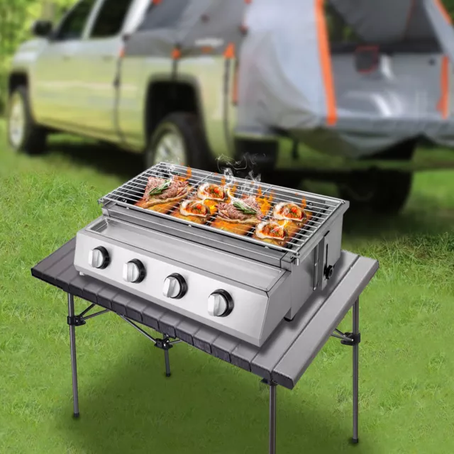 Edelstahl Brenner 4-flammig LPG Gasgrill Gasbräter Gas Grill Gastro Tischgrill 2